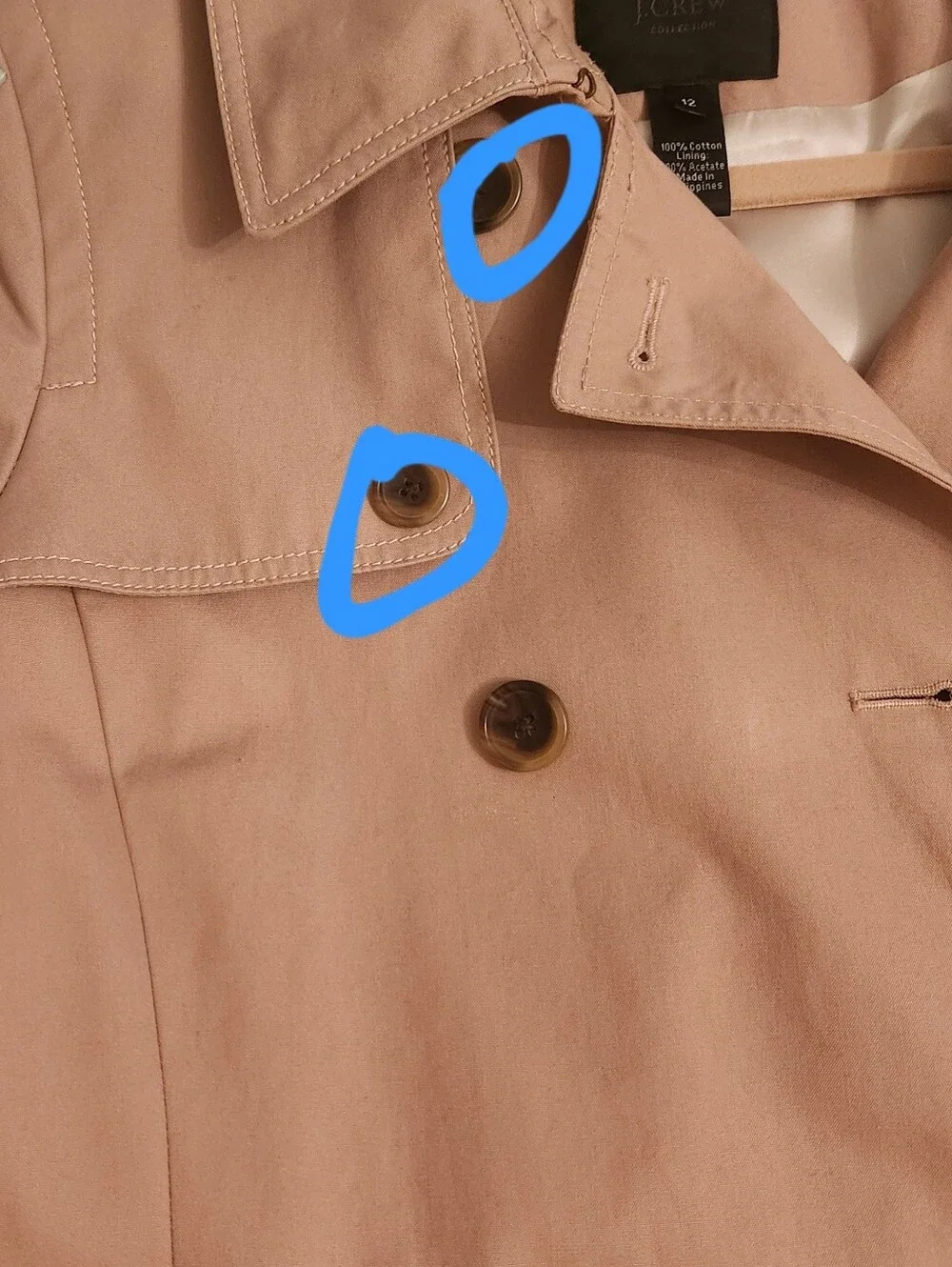 J CREW Light Brown Women's Trench Coat with Belt